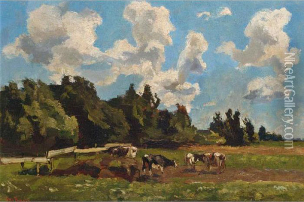 Cows In A Field Oil Painting - Willem de Zwart