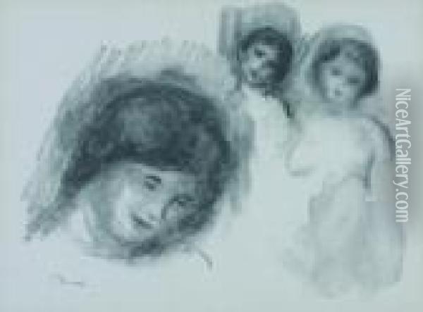 La Pierre Au Trois Oil Painting - Pierre Auguste Renoir