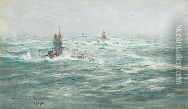 Submarines In The Channel Oil Painting - William Lionel Wyllie