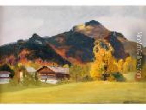 Oberbayerische Berglandschaft Imherbst Oil Painting - Willy Moralt