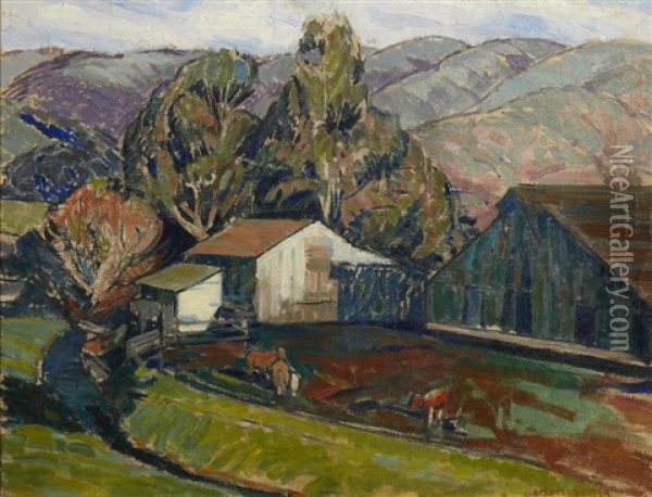 California Farm Scene Oil Painting - Walter Samuel Sutter