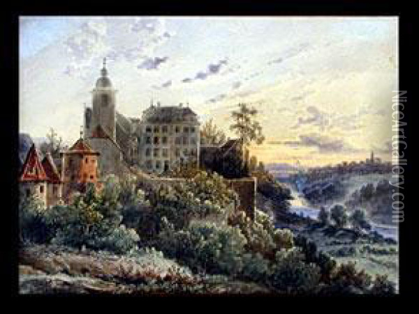 Ansicht Eines Schlosses Auf Einem Huge Oil Painting - Pieter Francis Peters