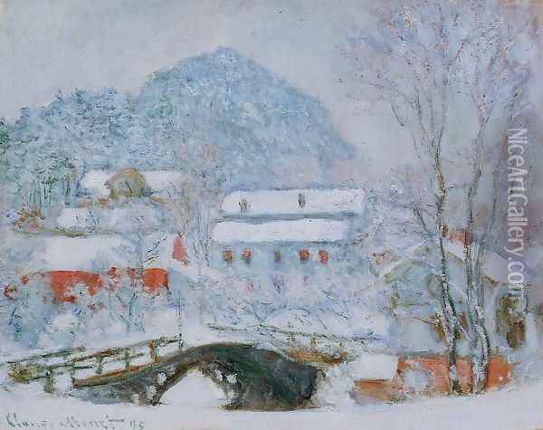 Sandviken Village In The Snow Oil Painting - Claude Oscar Monet