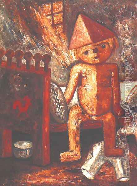 Little Boy on a Bed Oil Painting - Tadeusz Makowski