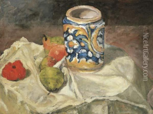 La Faience Italienne Oil Painting - Paul Cezanne