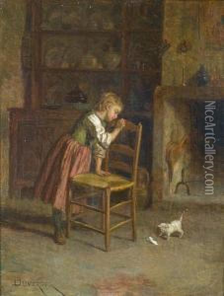 A New Friend Oil Painting - Theophile-Emmanuel Duverger
