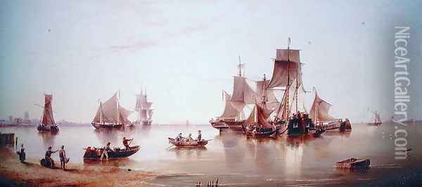 Ships in a Calm, 1873 Oil Painting - Henry Redmore