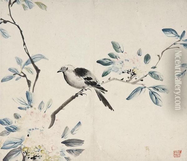 Flowers & Bird Oil Painting - Kim Duksin