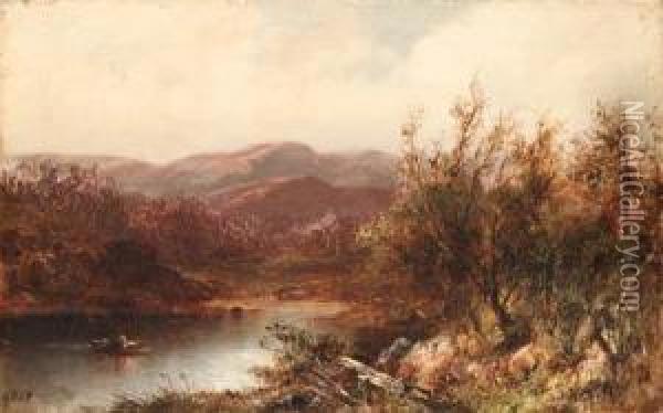 Boating By The Mountains Oil Painting - Granville Perkins