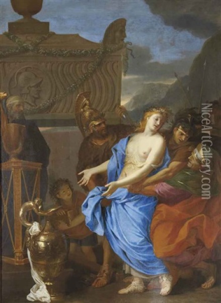 Le Sacrifice De Polyxene Oil Painting - Charles Le Brun