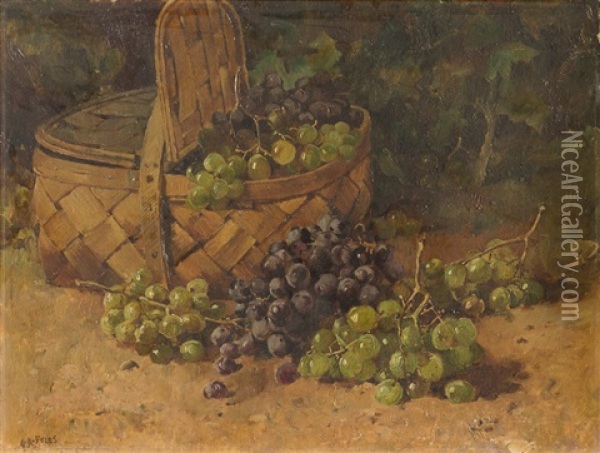 Basket Of Grapes Oil Painting - Charles Arthur Fries