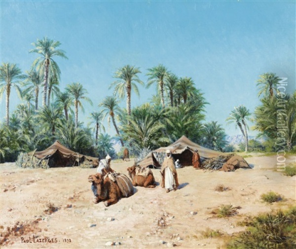 Campement Dans L'oasis Oil Painting - Paul Jean Baptiste Lazerges