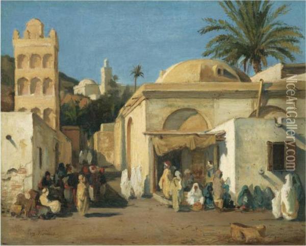 Street In Algiers Oil Painting - Eugene Fromentin