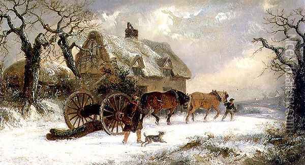 Carting Timber - Winter Oil Painting - Thomas Smythe