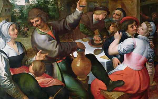Peasant Feast, 1566 Oil Painting - Marten Van Cleve