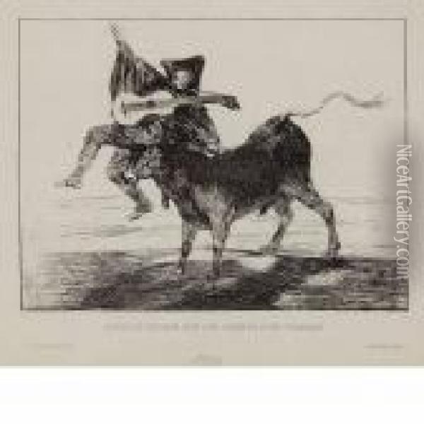 Aveugle Enleve Sur Les Cornes D'un Taureau Oil Painting - Francisco De Goya y Lucientes