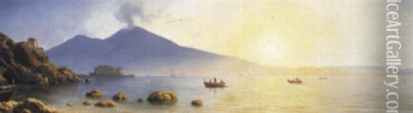 Blick In Die Bucht Von Neapel Im Fr_hmorgendlichen Licht Oil Painting - Georg Emil Libert