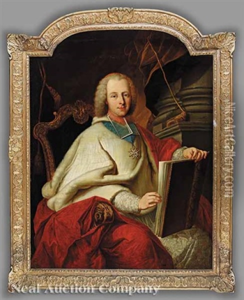 Portrait Of Armand-gaston-maximilien, Cardinal De Rohan-soubise Oil Painting - Nicolas de Largilliere