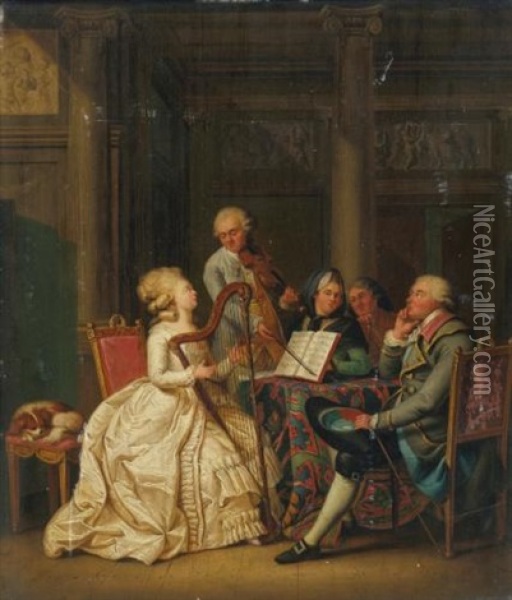 A Music Lesson Oil Painting - Johann Eleazar Schenau