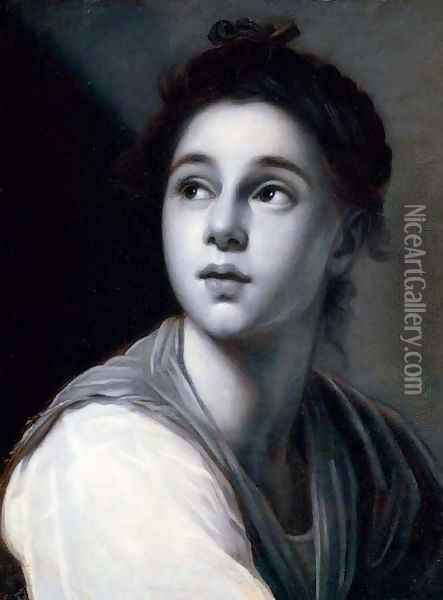 A young woman, en grisaille Oil Painting - Anton Raphael Mengs