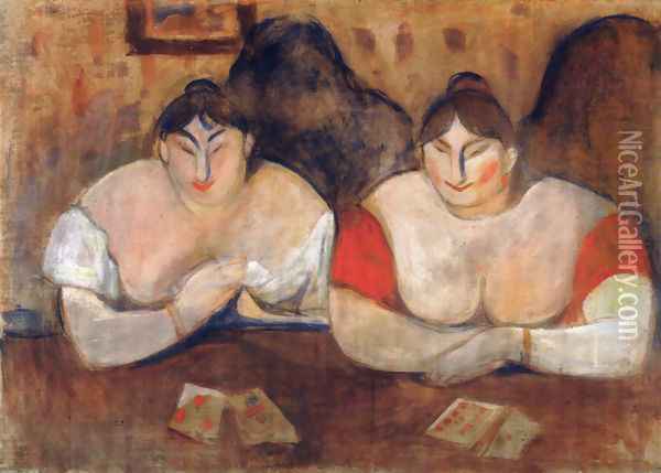 Rose and Amélie 1893 Oil Painting - Edvard Munch