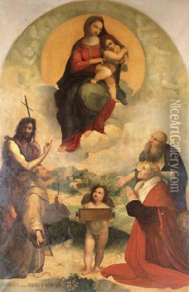 Folignoi Madonna - Visszavonva Oil Painting - Janos Vaszary