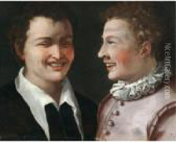 Two Boys Laughing Oil Painting - Annibale Carracci
