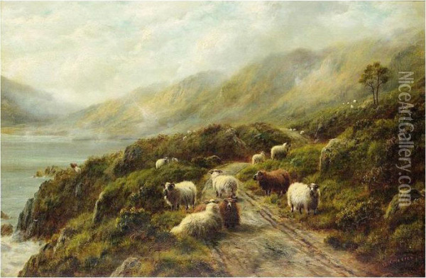 Sheep By A Loch Oil Painting - William Henry Charles Groome