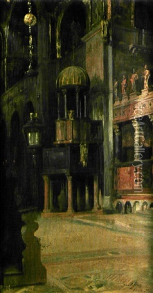 Basilique Saint-marc, Venise Oil Painting - Paul Albert Steck