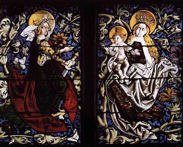 Mystic Marriage of St Catherine c, 1481 Oil Painting - Peter Hemmel Von Andlau