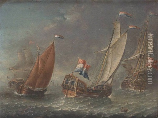Batalla Naval Oil Painting - Hendrick Lofvers