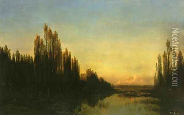 Evening on the Banks of the Rhine Oil Painting - Jules Didier