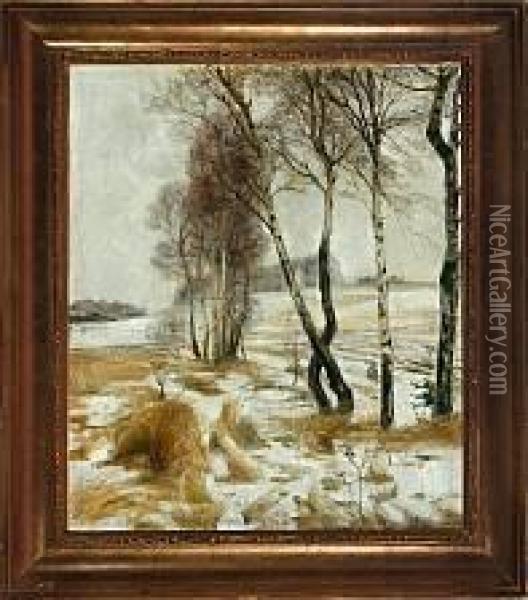 A Vinter Landscape Oil Painting - Aage Bertelsen
