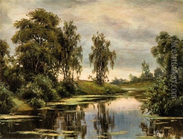 Summer Landscape With Waters Oil Painting - Josef Jewstafjewich Krackovsky