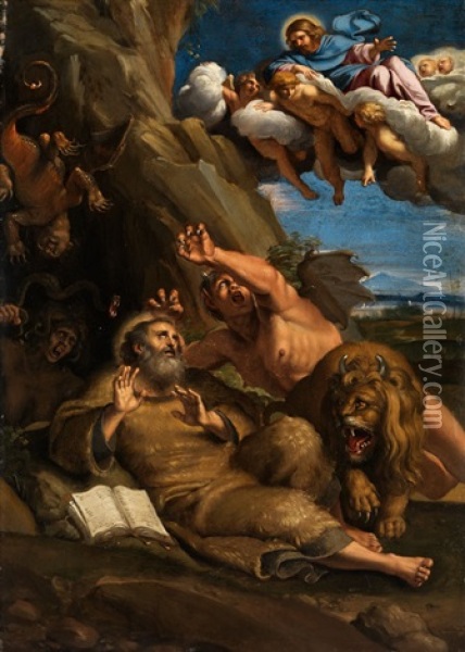 Die Versuchung Des Heiligen Antonius Oil Painting - Annibale Carracci