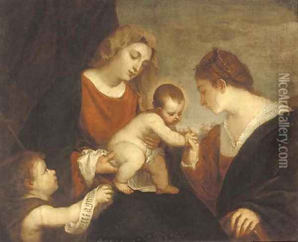 The Mystic Marriage of Saint Catherine 2 Oil Painting - Tiziano Vecellio (Titian)
