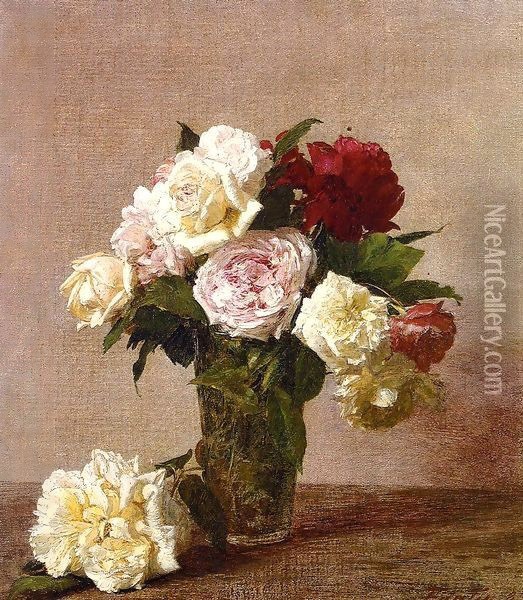 Roses VI Oil Painting - Ignace Henri Jean Fantin-Latour