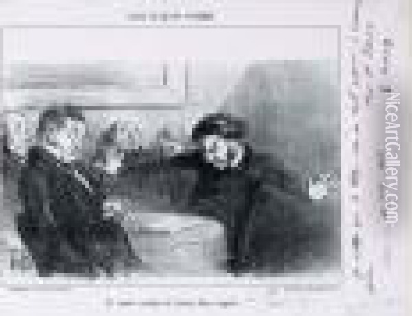 Un Comite Ecoutant La Lecture D'une Tragedie. Planche De La Serie Tout Ce Qu'on Voudra. Oil Painting - Honore Daumier