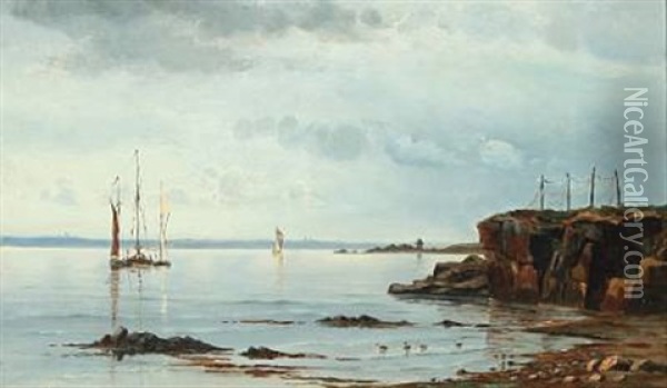 Costal Scene From Kullen With Wessels Oil Painting - Alfred Olsen