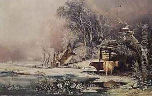 A Lowering day in winter 1838 Oil Painting - William James Muller