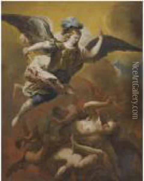 Saint Michael Defeating Satan Oil Painting - Luca Giordano