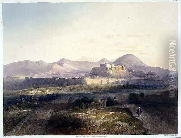 Town and citadel of Ghuznee, plate 18 from Scenery, Inhabitants and Costumes of Afghanistan, engraved by W.L. Walton, 1848 Oil Painting - James Rattray