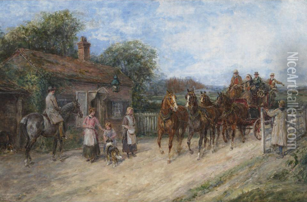 Entering The Gate Oil Painting - Heywood Hardy