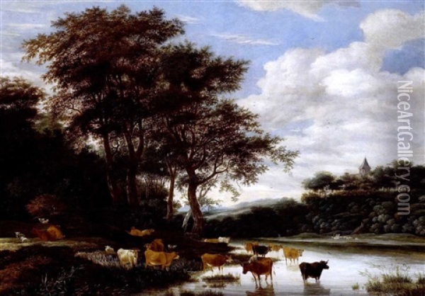 Sommertag In Einer Bewaldeten Flusslandschaft Oil Painting - Jacob Salomonsz van Ruysdael