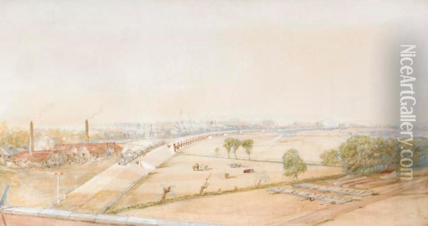 A Railway At Bristol Oil Painting - John Cooke Bourne