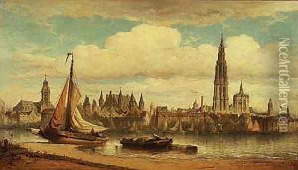 Rede Van Antwerpen. Oil Painting - Hendrik Frans Schaefels