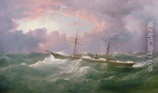 Portrait of the Isis, a Steam and Sail Ship Oil Painting - Samuel Walters