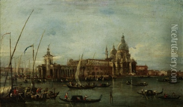 A View Of The Dogana And Santa Maria Della Salute, Venice Oil Painting - Giacomo Guardi