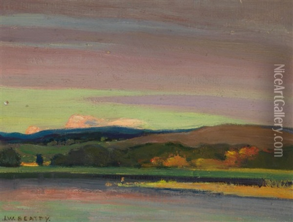 Lake And Sky Oil Painting - John William Beatty