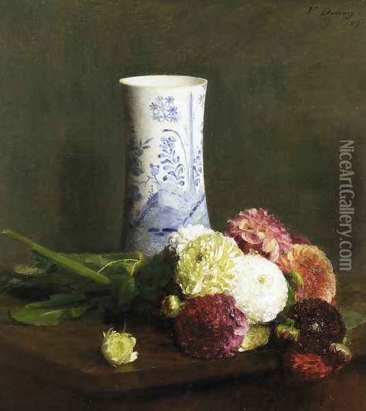 Vase of Zinias Oil Painting - Victoria Dubourg Fantin-Latour